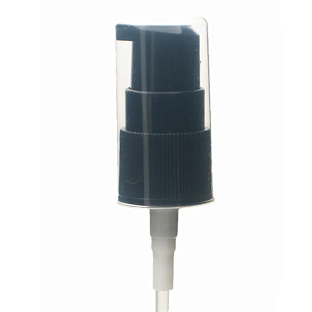 18-410 20/410 24/410 28/410 black white transparent ribbed skirt down-lock saddle head dispensing treatment pump with hood