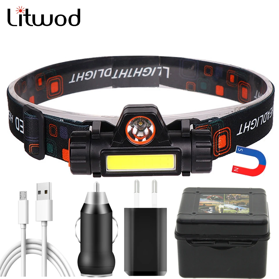 XP G Q5 налобный фонарь COB рабочий встроенный в 18650 батарея светодиодные лампы Litwod 2