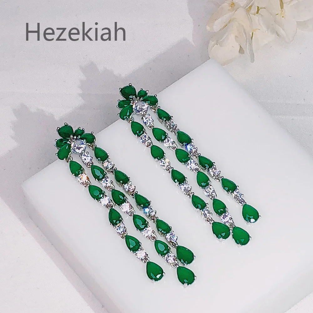 Green Drop Earrings Fashion Lady Noble Tassel Dance Party Wholesale Fine Jewelry Christmas Trending Women Accessories
