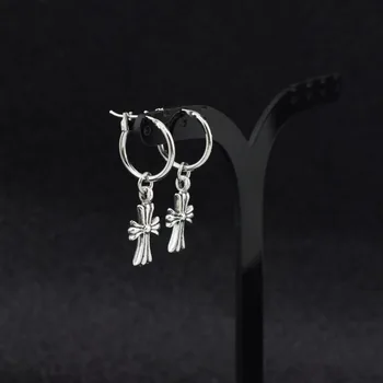 

1pair Kpop Cross tassel Earrings The same style as bangtan Jimin Dangle earring Ear ring clip Kpop bangtan boys earstud