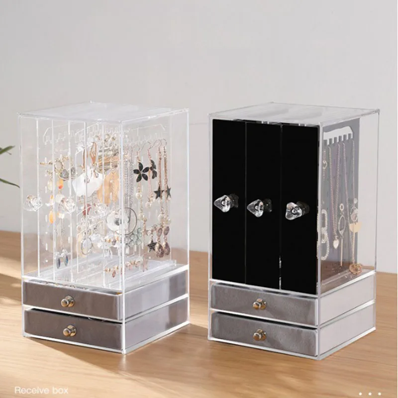 Ящик для хранения ювелирных изделий прозрачный дисплей подставка органайзер