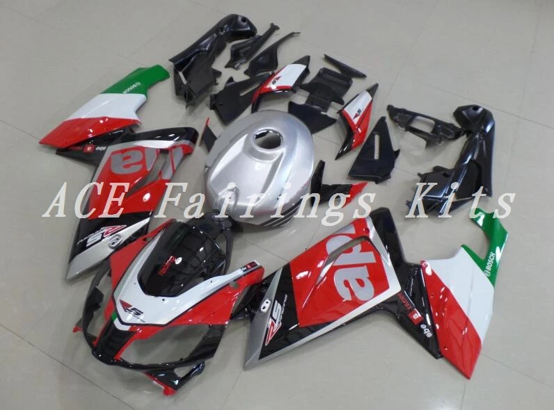 ABS литья под давлением велосипед обтекатель комплект подходит для Aprilia RS125 06 07 08 09 10 11 RS4 RSV 125 2006-2011 Обтекатели набор красный серебристый