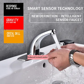 

Automatic Infrared Sensor Kitchen Basin Faucet Smart Touchless Sink Cold Tap Single Handle Deck Mount