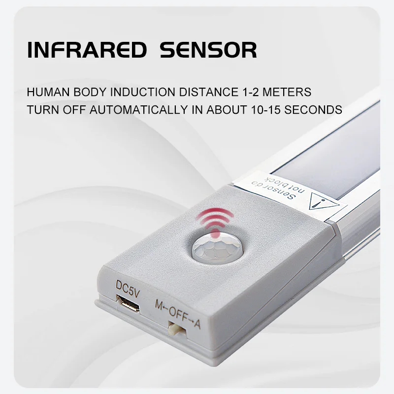 Induction Cabinet Light LED Night Light With Motion Sensor Wireless Under Bedside Kitchen Door Bedroom Charging Lamp