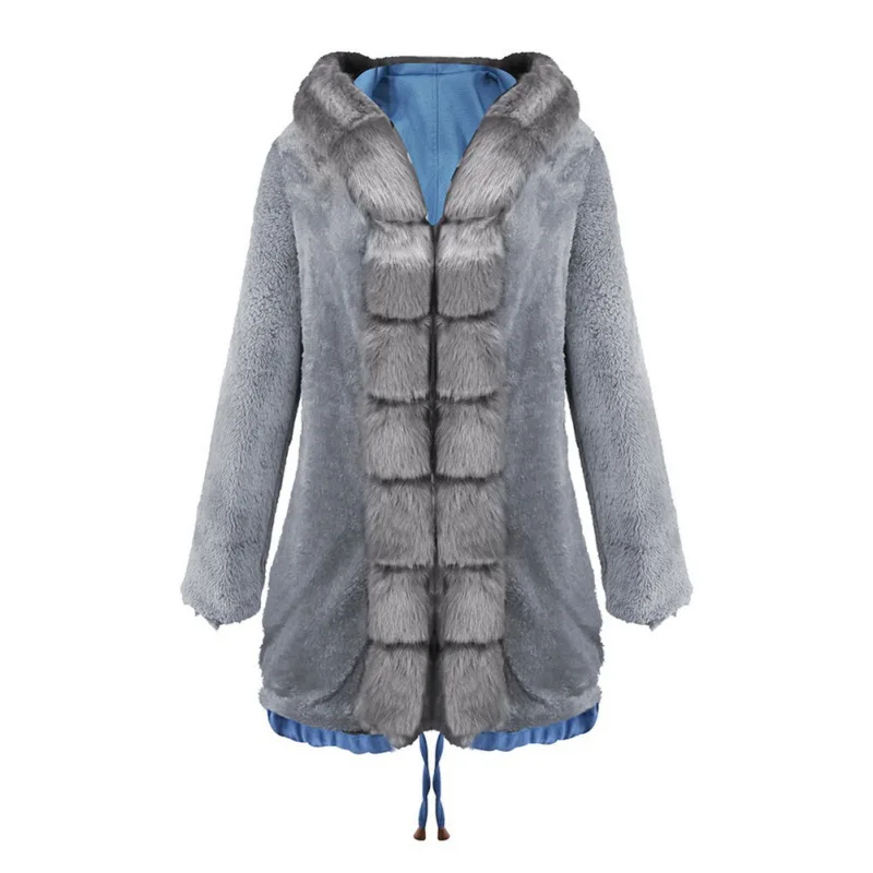 Специальное зимнее женское пальто из искусственного меха высокого качества из искусственной овчины, очень теплое пальто с меховым воротником лисы, приталенного размера плюс - Цвет: H