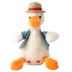 2022 criança crianças brinquedo do bebê elétrica falando pato gravação de voz veludo vívido animal chapéu decorativo boneca repetidor melhor presente