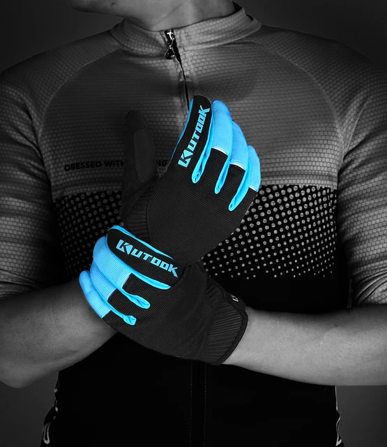 KUTOOK Guantes de ciclismo dedo completo pantalla táctil resistente al  desgaste con almohadilla de absorción de golpes guantes de bicicleta  hombres
