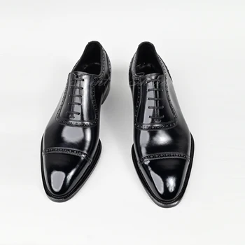 

Saint Sharon men's handmade leather shoes business suits classic three-joint flat shoes black pointed toe men's Oxford shoes