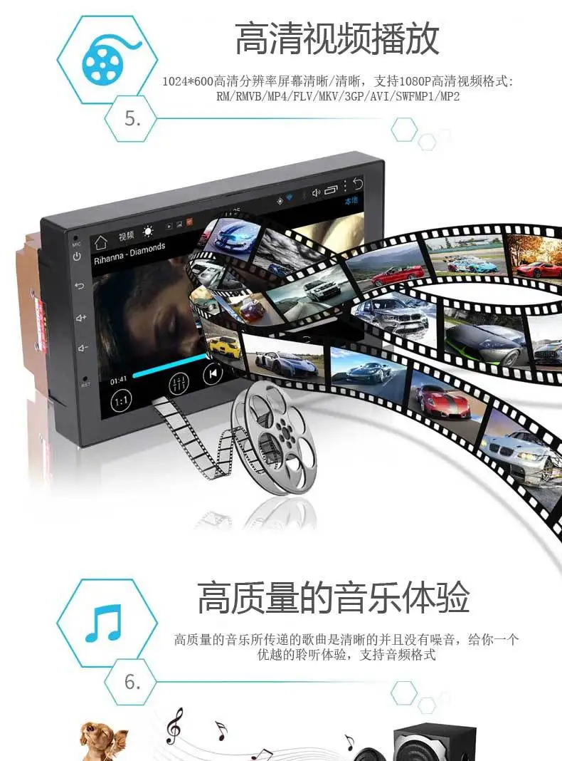 Top 2 Din Stereo Receiver Central Multimidia Android 7 Inch Capacitive Screen MP5 Bluetooth HD Player FM Navigation Auto Radio Car 7