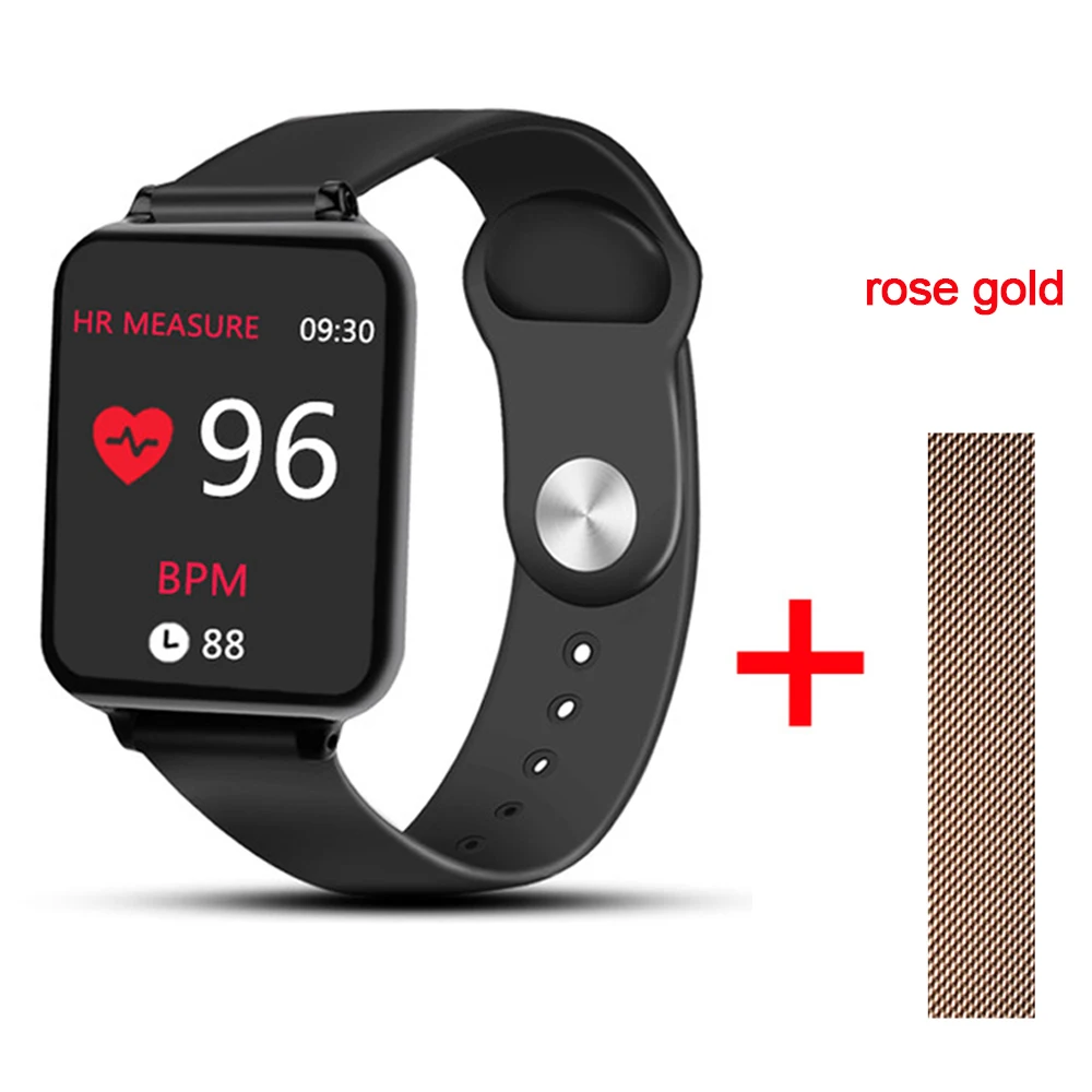 black-rose-gold-band Смарт-часы B57, водонепроницаемые, спортивные, для iOS, Android, телефона, кровяное давление, монитор сердечного ритма, фитнес-браслет, для мужчин и женщин, смарт-браслет - Цвет: black-rose-gold-band