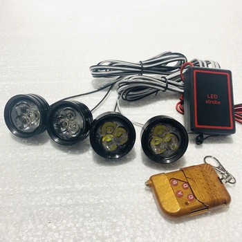 

Super bright 4x3 led Car eagle eye flash light Wireless Remote Grill DRL Daytime running strobe lamp Emergency warning fog light