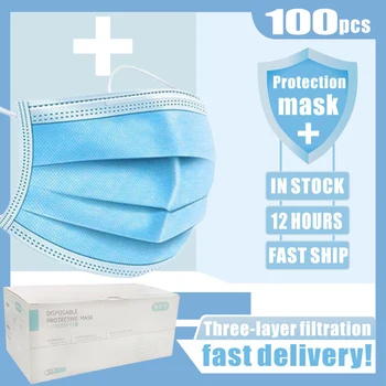 

3 Laye mask dust protection Mouth Masks Disposable Face Masks Elastic Ear Loop Disposable Dust Filter Safety Mask Anti-Dust
