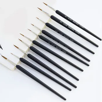 

10PCS Wooden Handle Nylon Hair Fine Detail Paint Brush Paintbrushes Set for Acrylic Watercolor Oil Painting Drawing