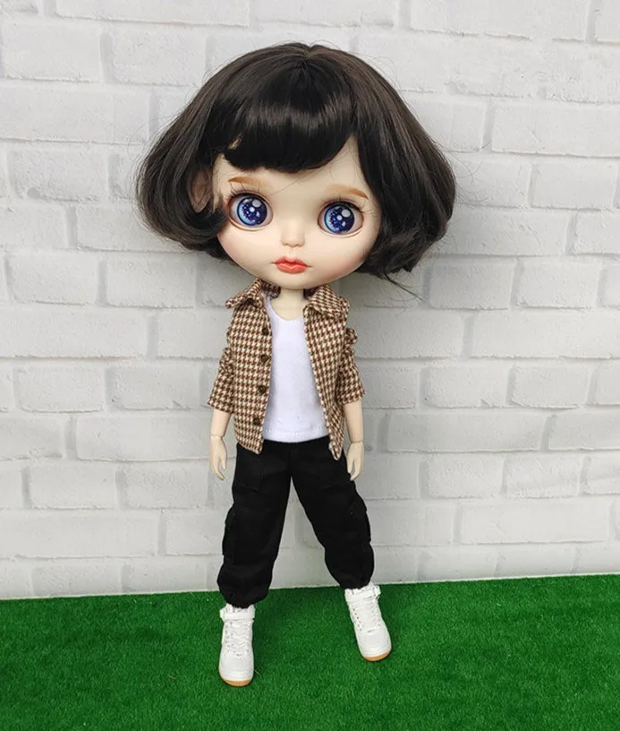1/6 Комбинезоны для кукол Blyth брюки Blyth клетчатое пальто Blyth одежда(подходит для blyth, azone, ob24, Lai, mmk, ICY, кукла 1/6