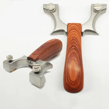 

Hunting Slingshot Catapult Stainless Steel Wooden Handle Slingshot Precision Shooting Competitive Slingshot with Rubber Band