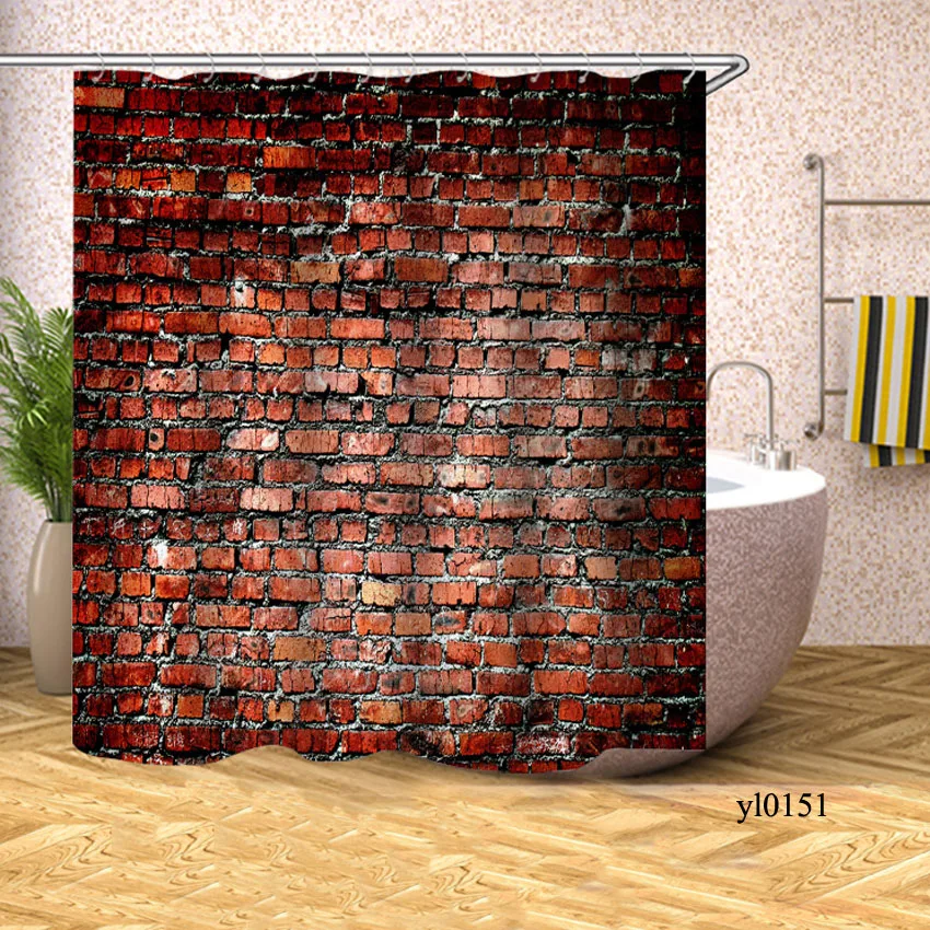 3D занавеска для душа в ванную, Деревянный Рисунок кирпича, водонепроницаемая занавеска для ванной, занавеска для ванны, крышка для купания, большой широкий 12 крючков - Цвет: Pattern 7