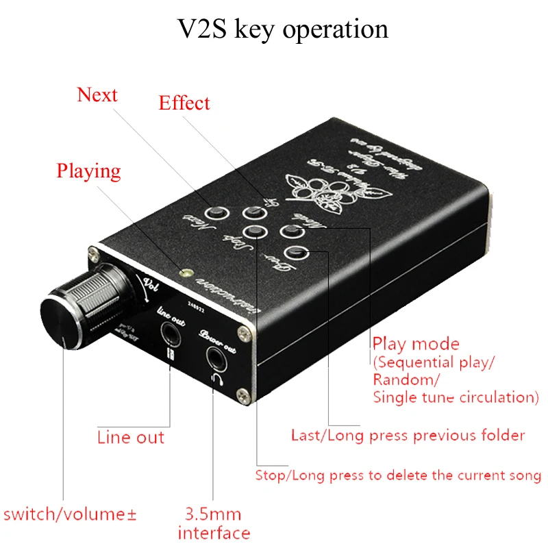  V2S Professional Lossless Music MP3 HiFi protable Player Support 32GB TF Card Expansion with case G