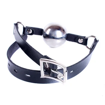 Bdsm Slave Role Play Head Bondage Leather Harness Strap with 42mm Stainless Steel Ball Gag Sex Toys for Fetish Open Mouth Flirt 6