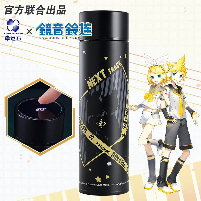  Hatsune Miku Thermos Steel Water Bottle LED Display Temperature Sensing Cup Manga Role Kagamine RIN - 33063023721