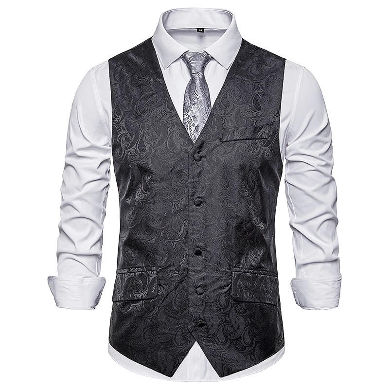 New arrival men smart casual Suit Vest coat mens Flower leaf embroidery pattern vest Single-breasted design suit vest plus size New arrival men smart casual Suit Vest coat mens Flower leaf embroidery pattern vest Single-breasted design suit vest plus size