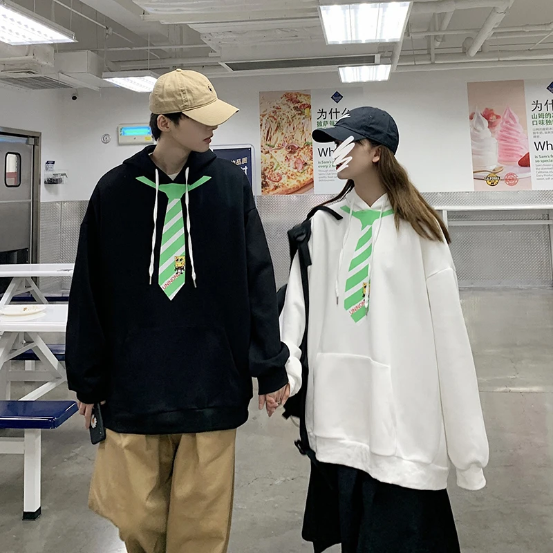 

Oversized Harajuku Hoodies for Autumn Couple Fashion Clothes Tie Pattern Printed Sweatshirts and Loose Fit Pullovers Streetwear
