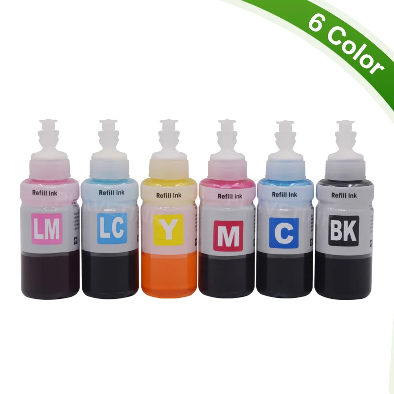 6Color Plavetink 70 мл бутылка чернил принтера для T6731 T6732 T6733 T6734 T6735 T6736 картриджи для Epson L800 L805 L810 L850 L1800 принтер - Цвет: 6Color