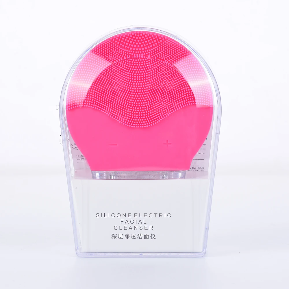 Мини электрическая Очищающая щетка для лица, силиконовый звуковой очиститель, Глубокая очистка пор, водонепроницаемый скруббер для лица, USB - Цвет: style C-rose red