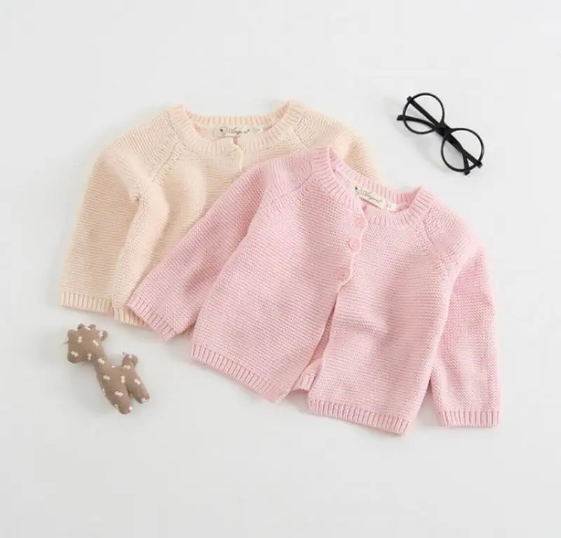 Кардиган для девочек; сезон весна-осень; вязаный шерстяной модный свитер с длинными рукавами; Детское пальто; одежда для малышей 0-3 лет; E8310