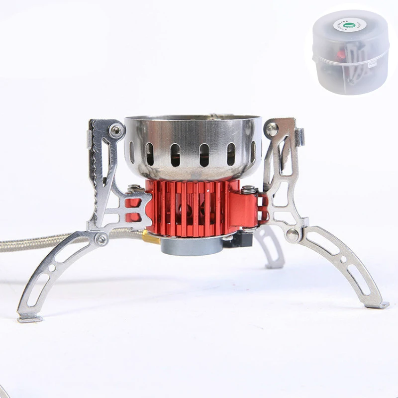 

Portable Outdoor Windproof Stove Burner Head Field Camping Split Folding Gas Stove Cooker Manual Comes With Windshield