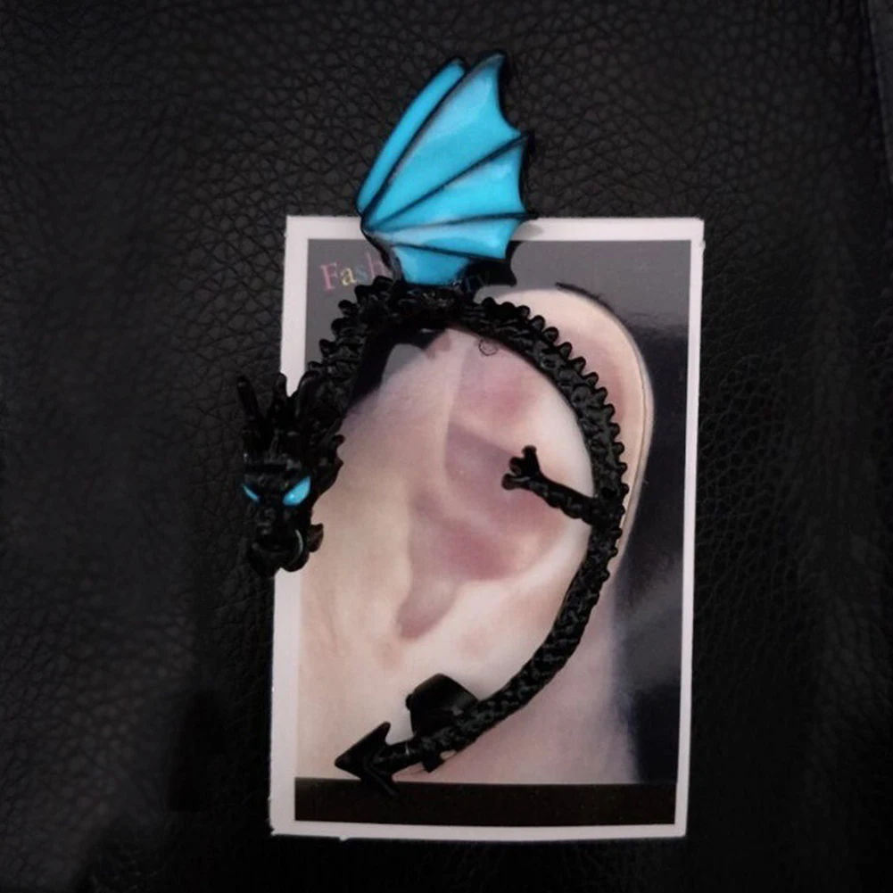 Ear Clip Earrings Retro Vintage Gothic Rock Punk Punk Luminous Dragon Shape Ear Cuff Clip Earring No Piercing Jewelry for Women Men Earrings Gifts