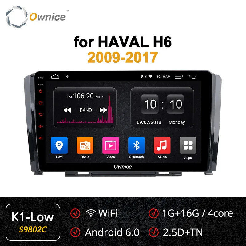 Cheap Ownice K1 K2 K3 Octa Core Car DVD Player Android 9.0 For Great Wall Hover Haval H6 2G RAM+32G Flash Radio GPS Navigation 4G LTE 43