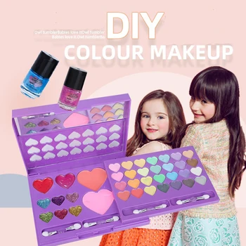 

Girls Color Makeup Set Portable Cosmetic Case Make up Box Safe Non-toxic Girl Pretend Play Toys Kids Christmas Gifts