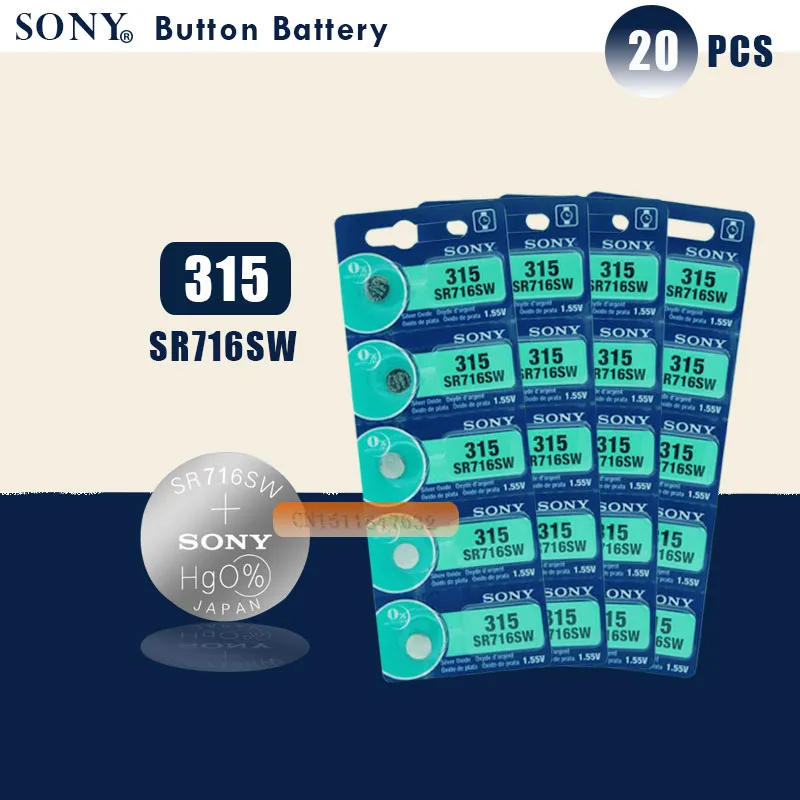 

20pcs Sony 100% Original 315 SR716 SR716SW EP2012 D315 Watch Battery Button Coin Cell MADE IN JAPAN 100% Original Brand