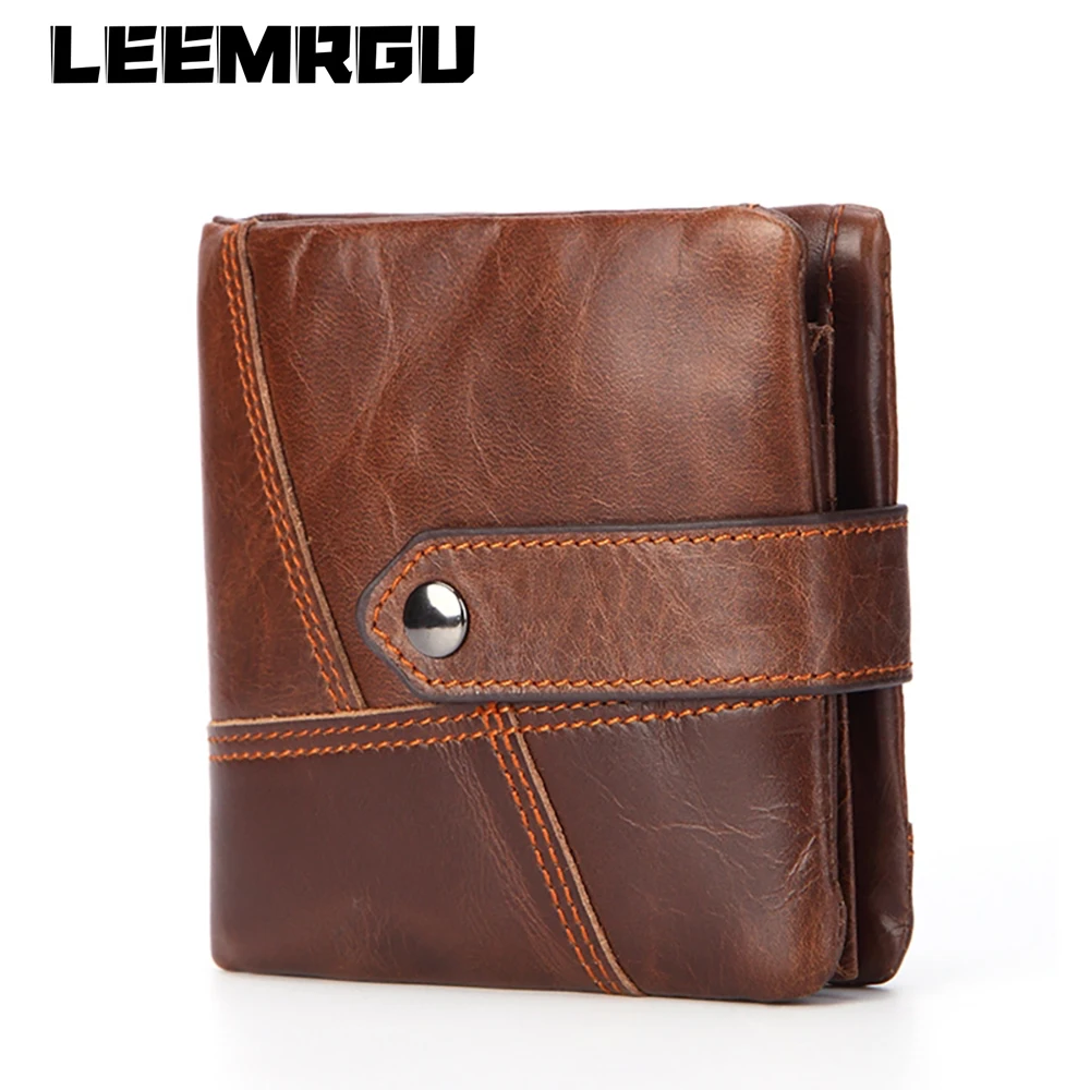 

New Men's Leather Wallet Short Leather Two-fold Multi-card Large Capacity High Quality Soft Slim Leather Cash Wallet Coin Bag