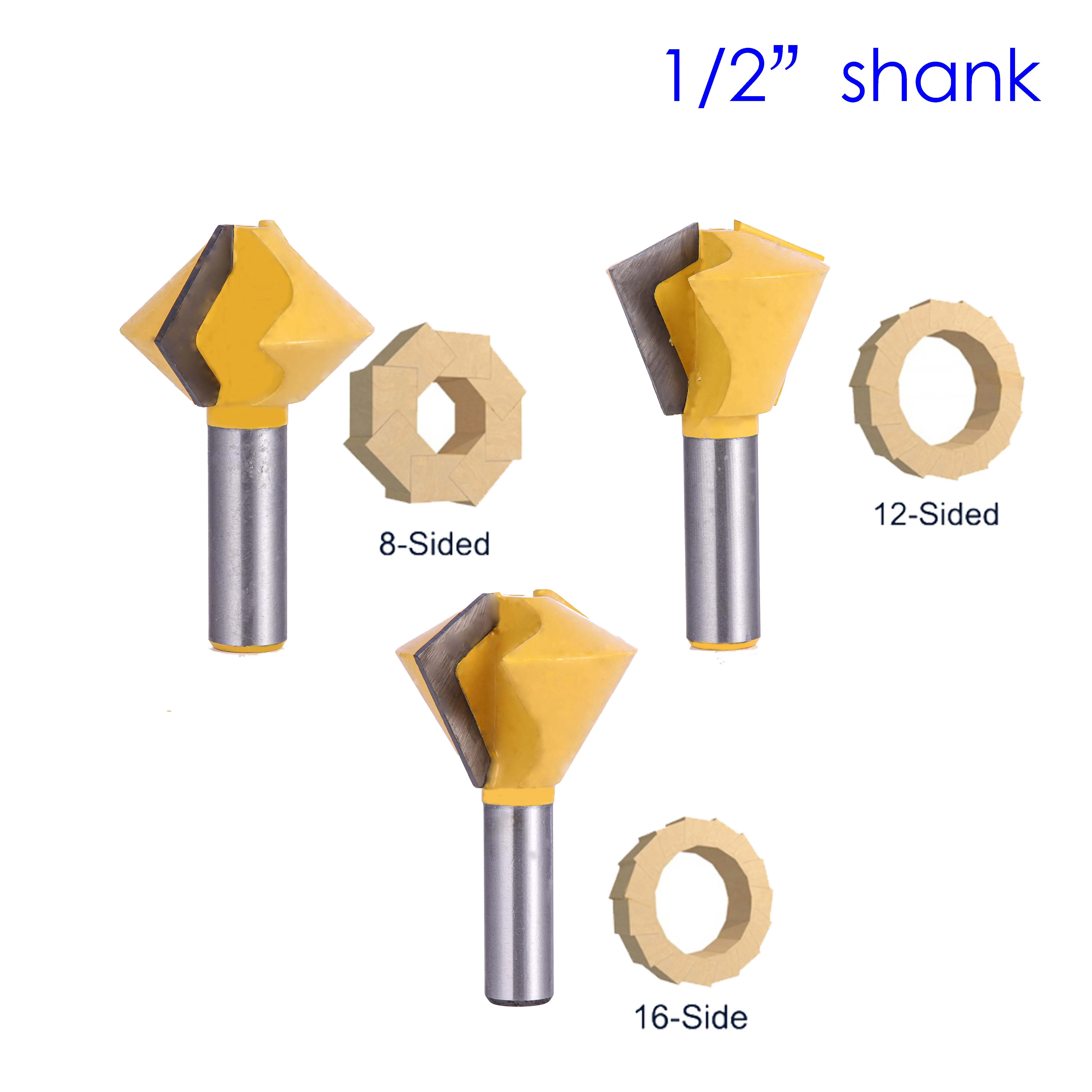 

3pc1/2 Inch Bird Mouth Router Bit Shank Woodworking Milling Cutter Wood Tools