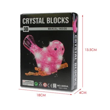 

DIY Self-assembled Bird Crystal Puzzle Funny Bird 3D Crystal Puzzles With Lights Best Toys For Children