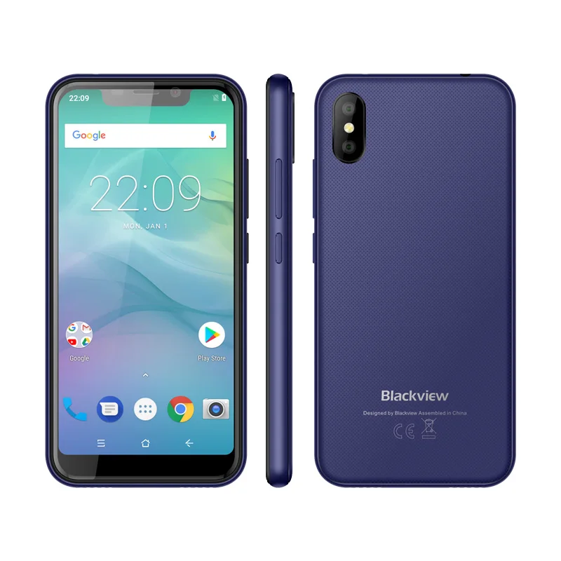 Blue Смартфон Blackview A30 5,5 дюйма 19:9 полный экран MTK6580A четырехъядерный распознавание лица 2 ГБ+ 16 ГБ Android 8,1 Dual SIM 3g мобильный телефон - Цвет: Blue