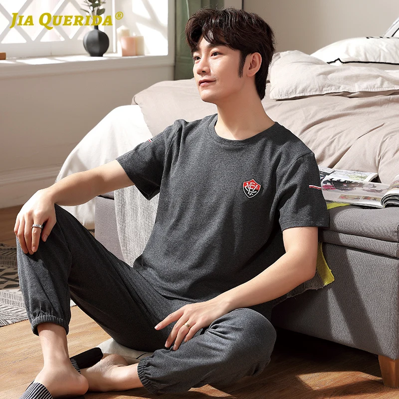 Pajamas Set  Fashion Style New Casual Style Chinese Pajamas Homesuit Homeclothes Short Sleeve Long Pants Sleepwear Pijama Mans