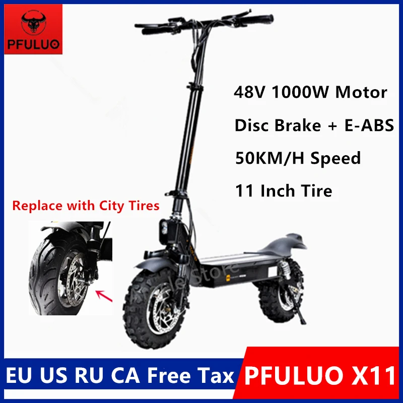 

New PFULUO X-11 Smart Electric Scooter with City Tires KickScooter 48V 1000W Motor 50km/h Max Speed 2 Wheel Hoverboard Skateboar