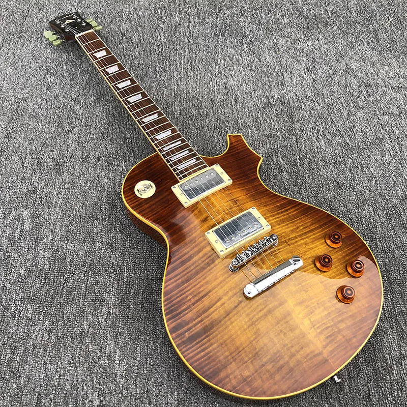 

2019 High quality 6 String Electric Guitar, Mahogany body With Flamed Maple Top,Smoky color paint,free shipping