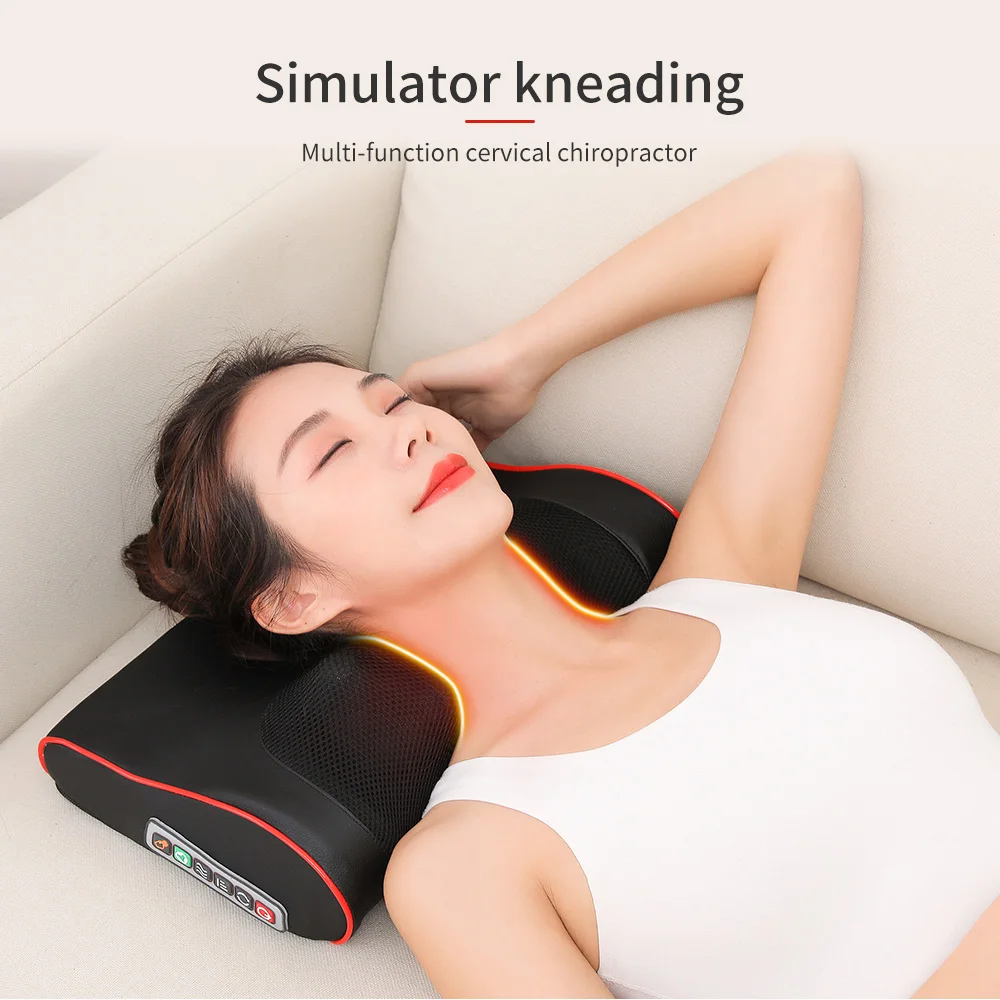 Home Health Electric Massage Pillow Infrared Heating Neck Shoulder Back Body Muscle Relaxation Shiatsu Massager Relieve Pain