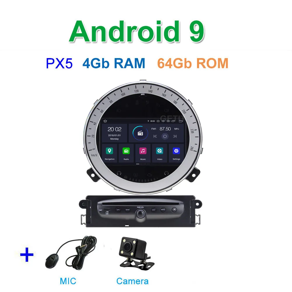 DSP PX6 Android 9 автомобильный dvd-плеер авто радио gps для Mini Cooper/Countryman 2011-2013 - Цвет: PX5 4G CAMERA