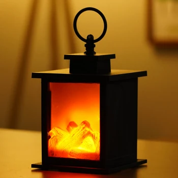 

LEDs Fireplace Lamp night Light Decorative Lantern Lighting Realistic Moving Flameing Effect Table Plates Flame-free Decoration