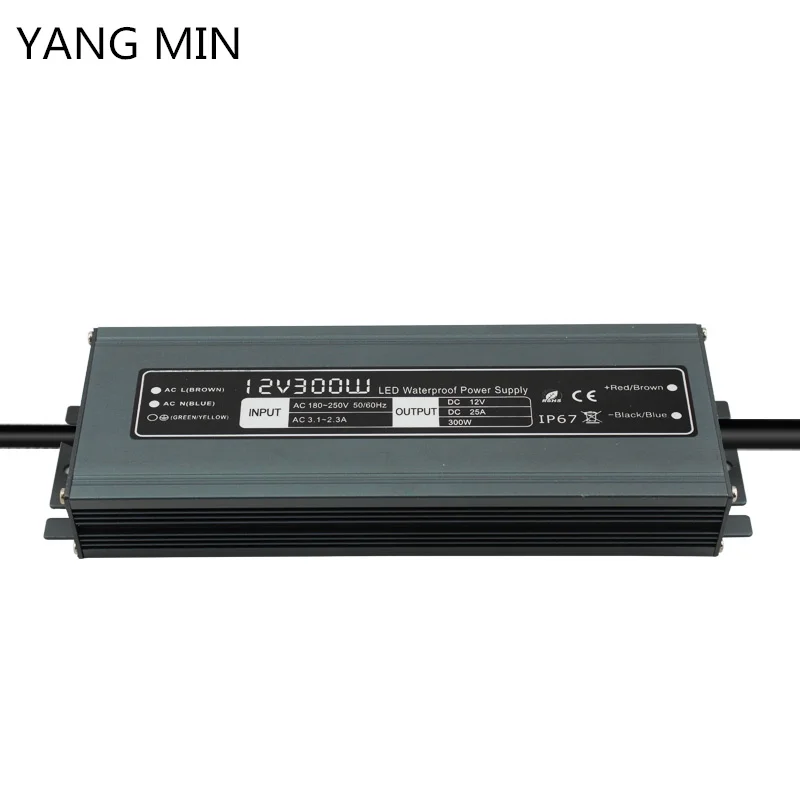 

Free Shipping 12v 24v slim power supply led IP67 300w for led modules AC 220AC dc 12v 24v power supply