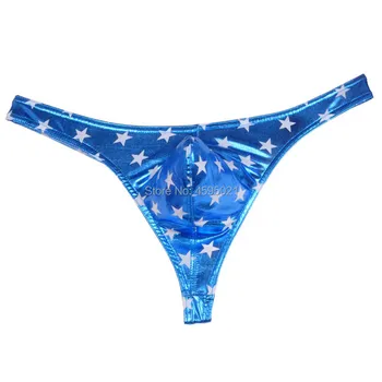 

Men's Bikini G-strings Lingerie Underwear Tangas Stars Pattern Mini Pants Shiny Thongs Underpants Men Low Waist Panties