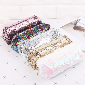 

Luxury Sequin Glitter Cosmetic Makeup Bag Shiny Bling Pencil Case Zipper Pouch Box School Stationery