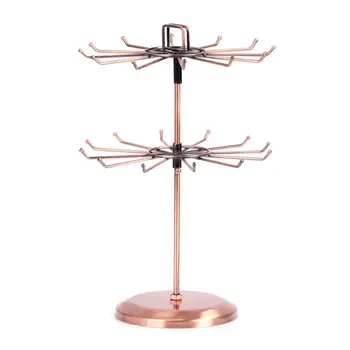 

Multifunction Two Layer Metal Necklace Chain Bracelet Holder Jewelry Display Stand Rack Hanger Organizer Rotatable Show Rack