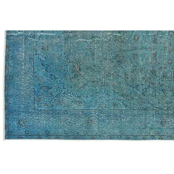 

Handmade Turquoise Vintage Overdyed Turkish Area Rug 153x274 Cm-5'0''X8'12''