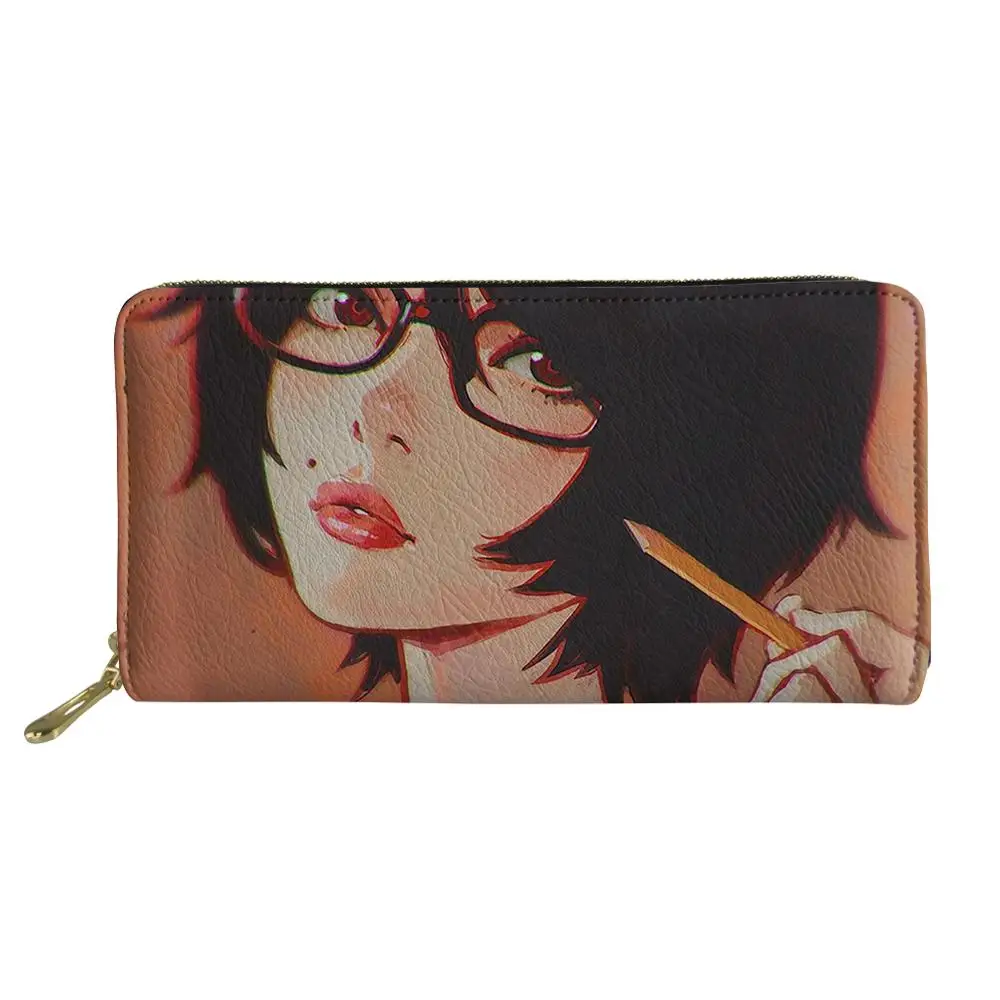 

Long PU Leather Wallet Woman Personality Beauty Girl Print Luxury Purse Money Coin Bag Girls Card Holder Pouch Handbag Dropship