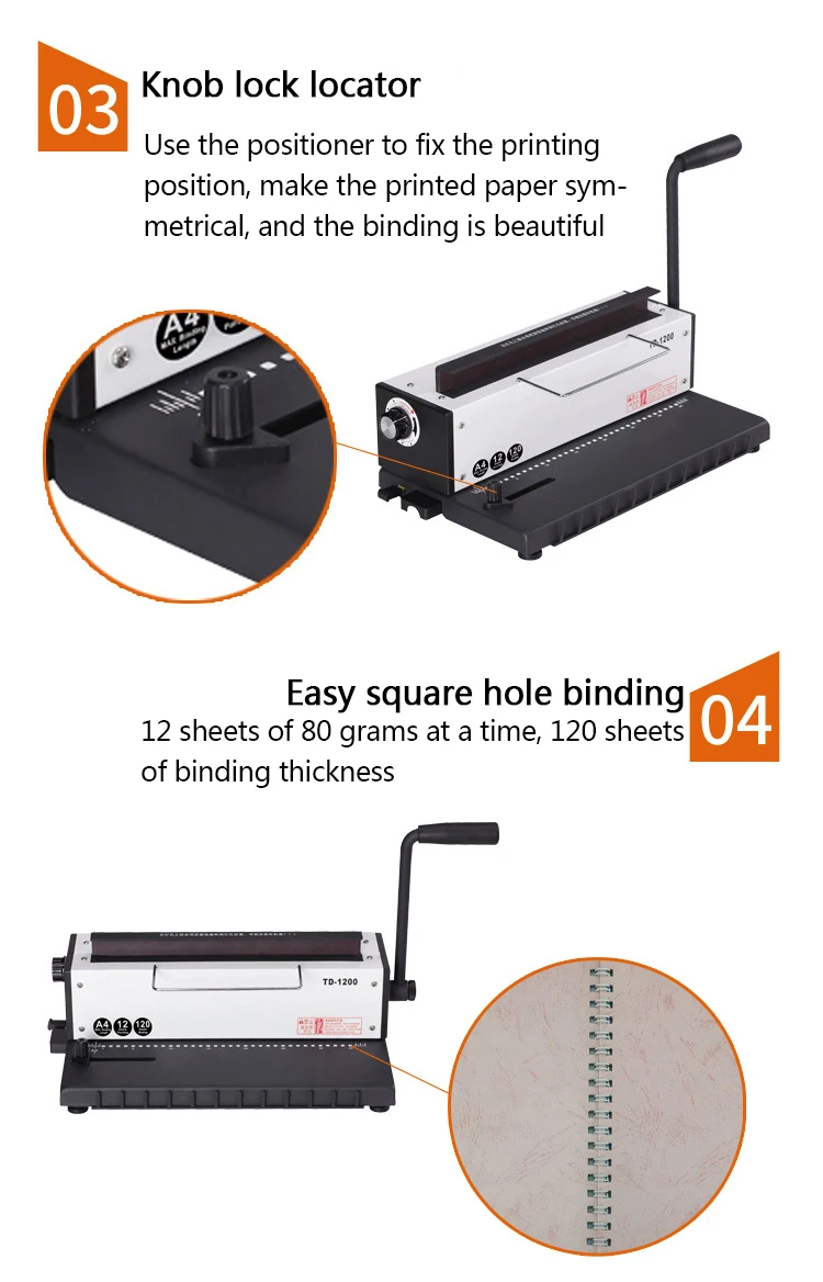 A3 Manual Spiral Wire Binding Machine Paper Puncher 46 Holes Paper Cutter  Decorative Hole Punch Punching machine TD-205D